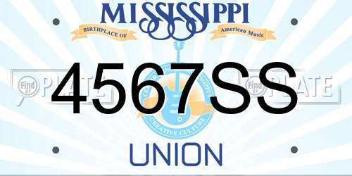 4567SS Mississippi License Plate