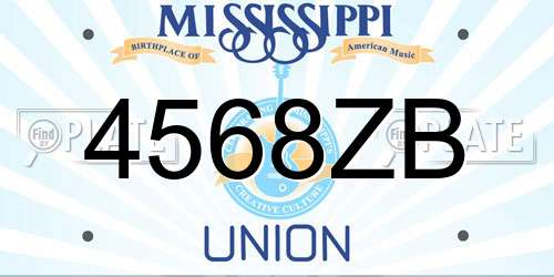 4568ZB Mississippi License Plate