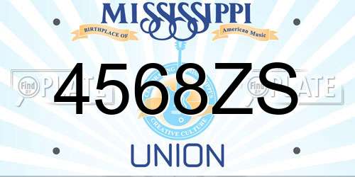 4568ZS Mississippi License Plate