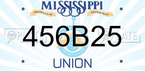 456B25 Mississippi License Plate