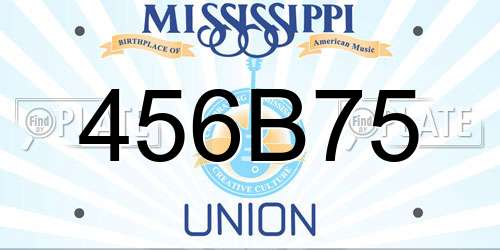456B75 Mississippi License Plate