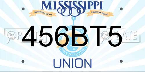 456BT5 Mississippi License Plate
