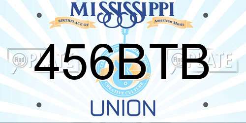 456BTB Mississippi License Plate