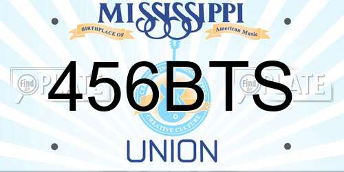 456BTS Mississippi License Plate