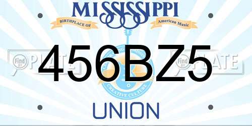 456BZ5 Mississippi License Plate