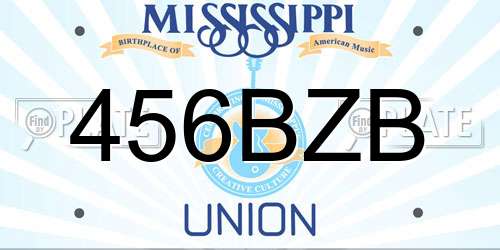 456BZB Mississippi License Plate