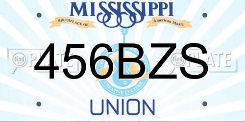 456BZS Mississippi License Plate