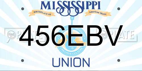 456EBV Mississippi License Plate