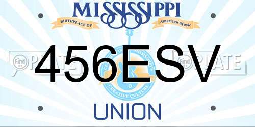 456ESV Mississippi License Plate