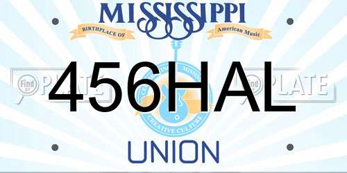 456HAL Mississippi License Plate