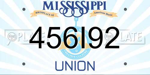 456I92 Mississippi License Plate
