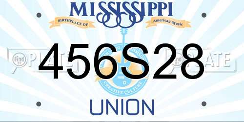 456S28 Mississippi License Plate