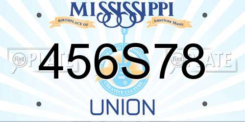 456S78 Mississippi License Plate