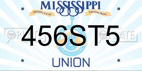 456ST5 Mississippi License Plate