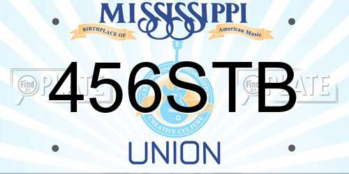 456STB Mississippi License Plate