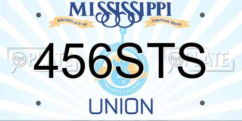 456STS Mississippi License Plate