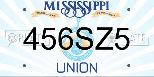 456SZ5 Mississippi License Plate