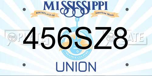 456SZ8 Mississippi License Plate