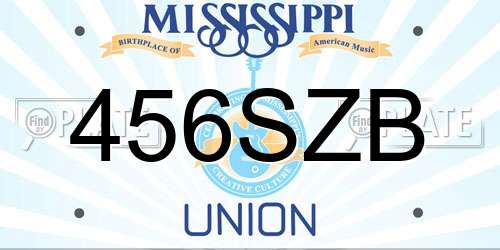 456SZB Mississippi License Plate