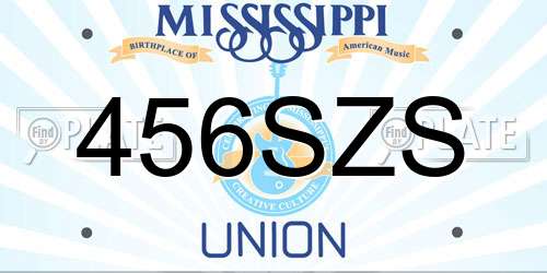 456SZS Mississippi License Plate