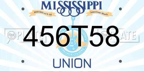 456T58 Mississippi License Plate