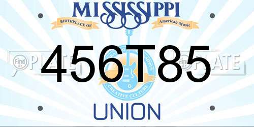 456T85 Mississippi License Plate