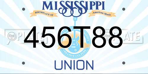 456T88 Mississippi License Plate