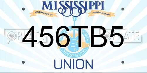 456TB5 Mississippi License Plate