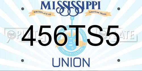 456TS5 Mississippi License Plate