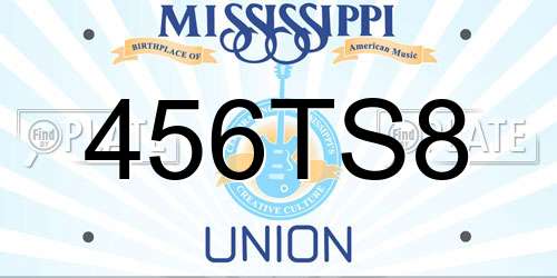 456TS8 Mississippi License Plate