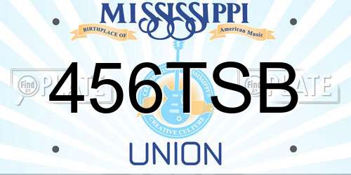 456TSB Mississippi License Plate