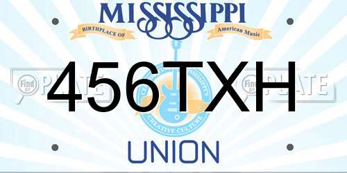 456TXH Mississippi License Plate
