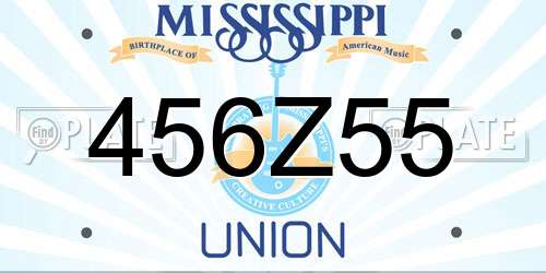 456Z55 Mississippi License Plate