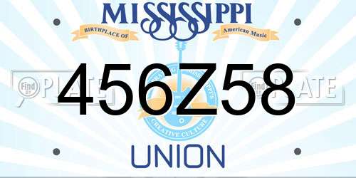 456Z58 Mississippi License Plate