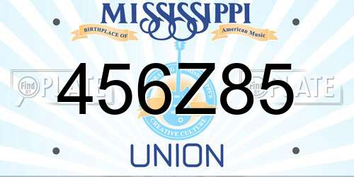 456Z85 Mississippi License Plate