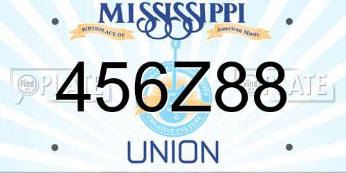456Z88 Mississippi License Plate