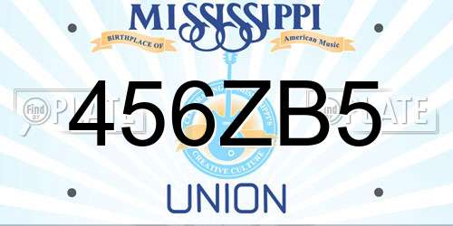 456ZB5 Mississippi License Plate