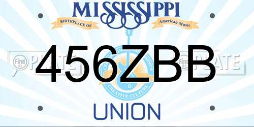 456ZBB Mississippi License Plate