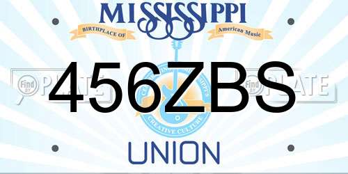 456ZBS Mississippi License Plate