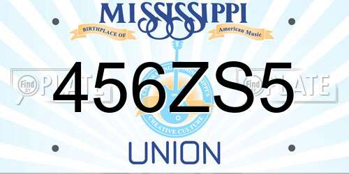 456ZS5 Mississippi License Plate
