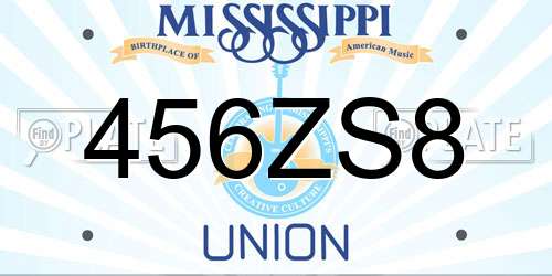 456ZS8 Mississippi License Plate