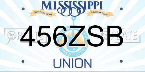 456ZSB Mississippi License Plate