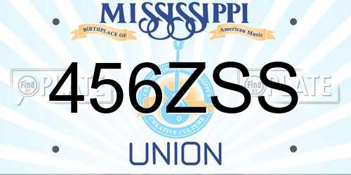 456ZSS Mississippi License Plate