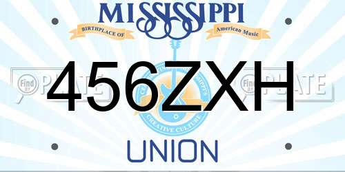 456ZXH Mississippi License Plate