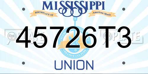 45726T3 Mississippi License Plate