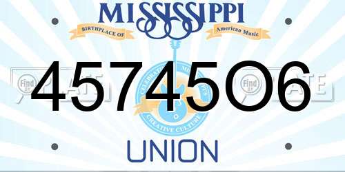 45745O6 Mississippi License Plate