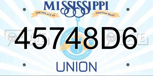 45748D6 Mississippi License Plate