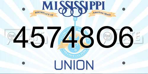 45748O6 Mississippi License Plate
