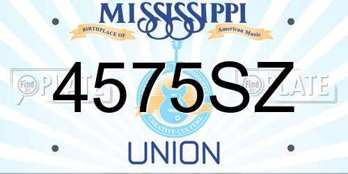 4575SZ Mississippi License Plate