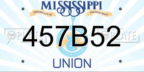 457B52 Mississippi License Plate